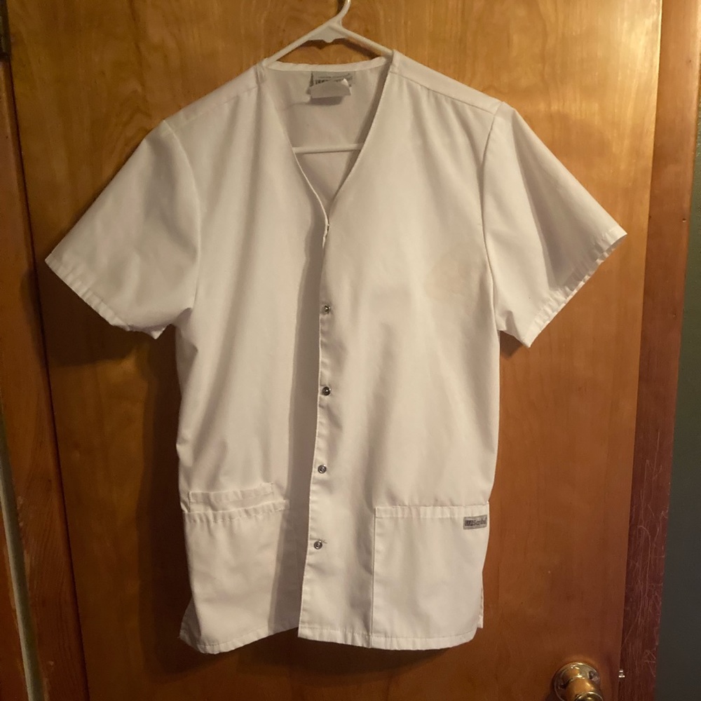 White scrub top
